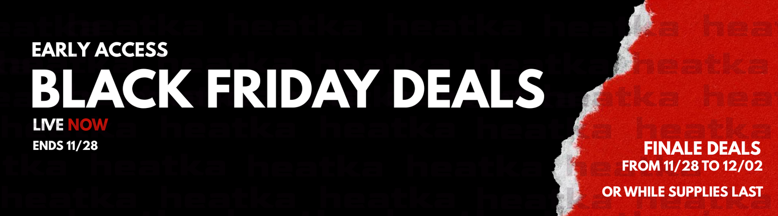 Black Friday deals banner indicating sales are live now.