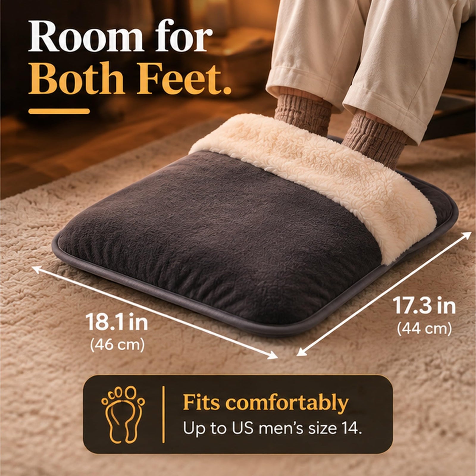 Heatka plush under-desk foot warmer, slate grey