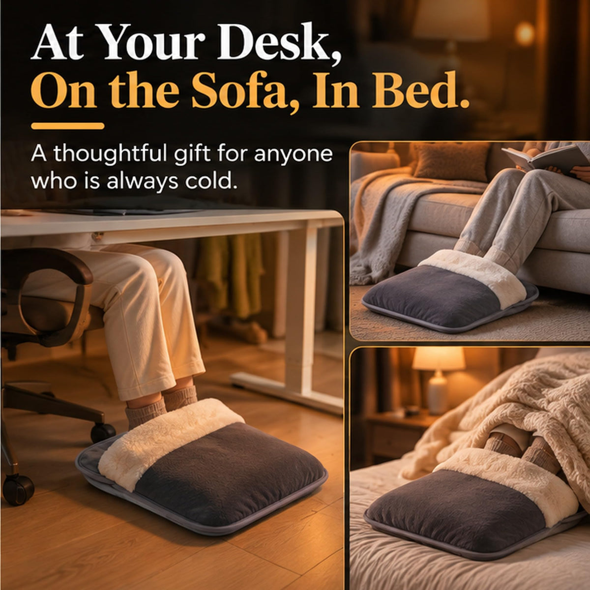 Heatka plush under-desk foot warmer, slate grey (7)